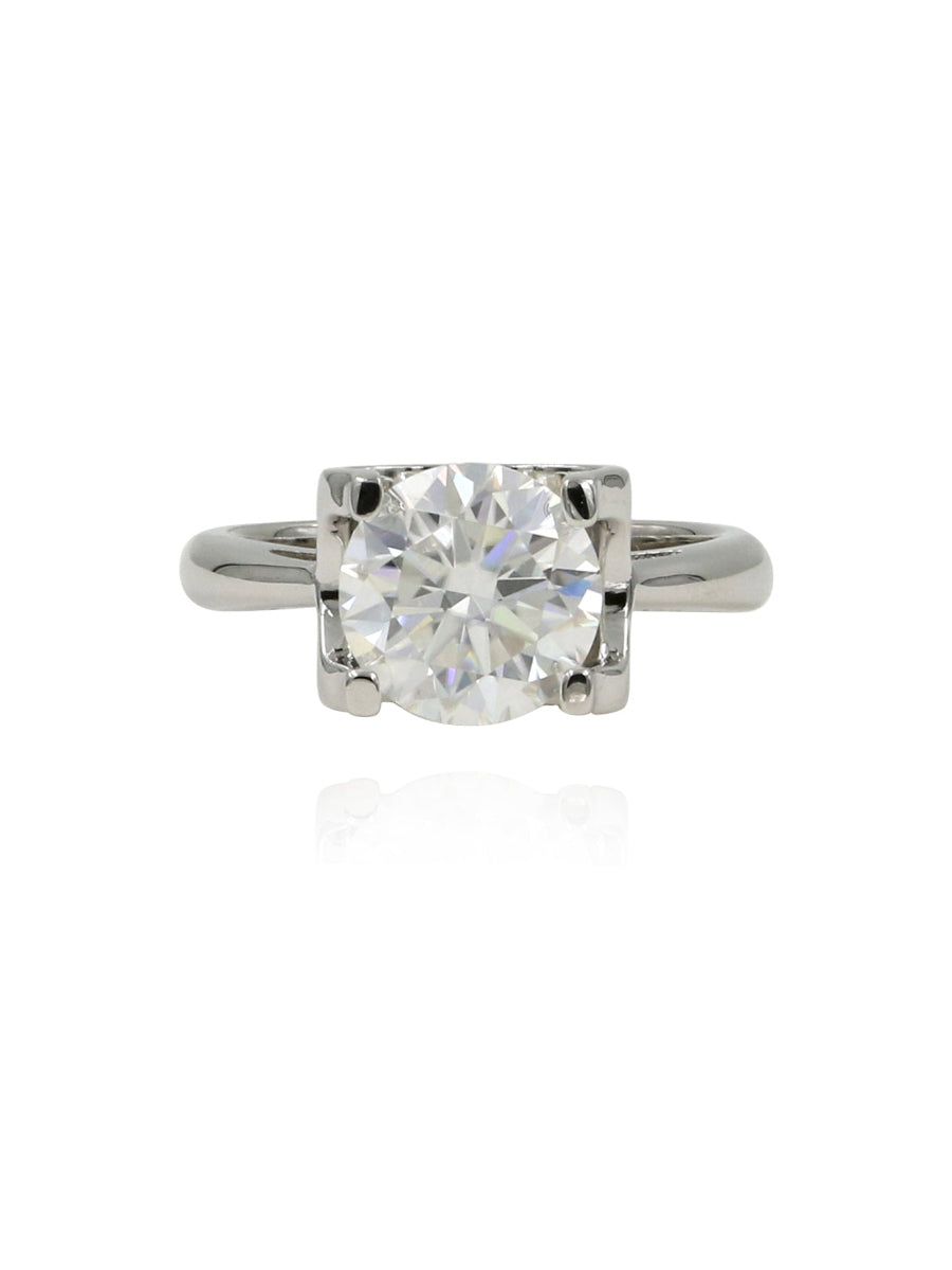925 Silver Moissanite Diamond Bull Head Engagement Ring