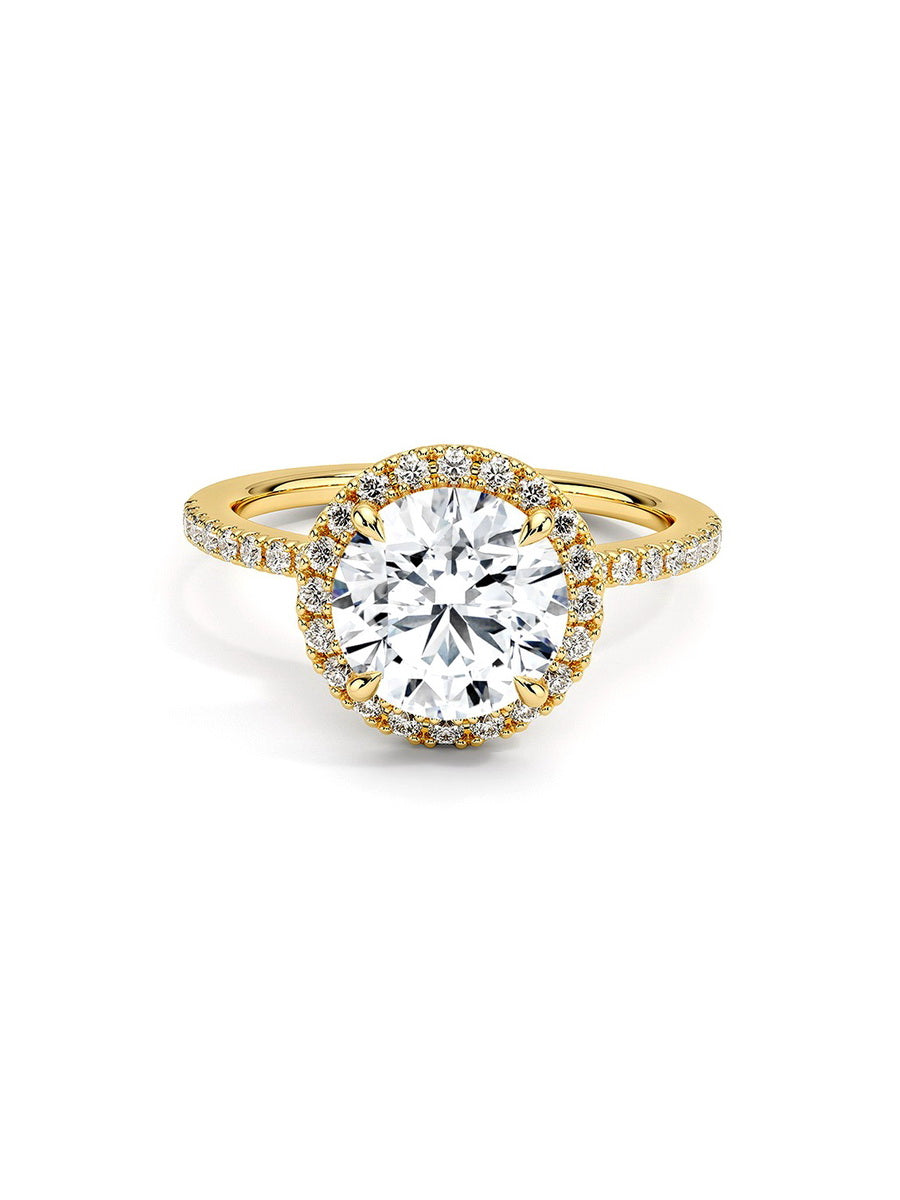 925 Silver Halo Setting Moissanite Engagement Ring