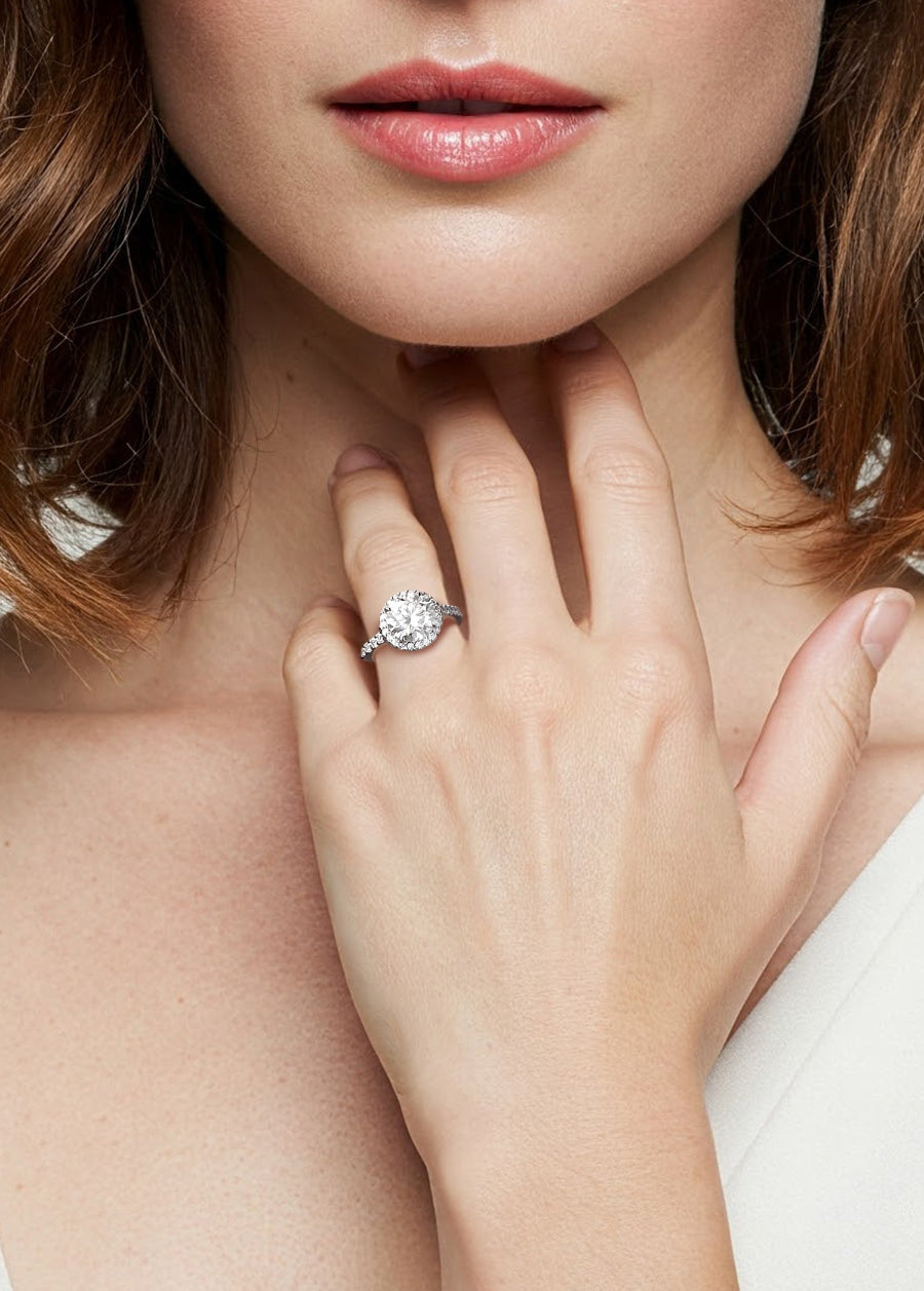 14K Gold 2.5Ctw. Halo Setting Engagement Ring