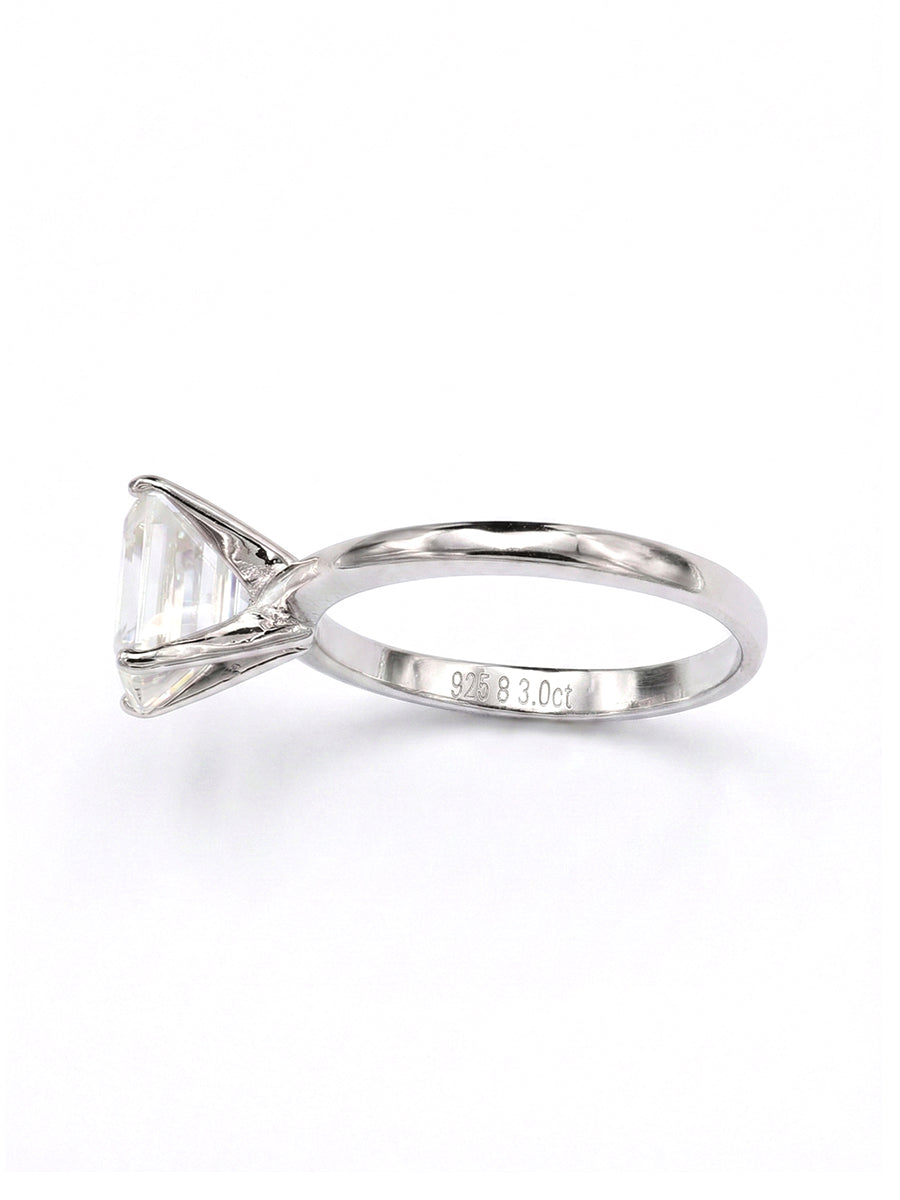 925 Silver 3.0Ctw. Emerald Cut Moissanite Ring