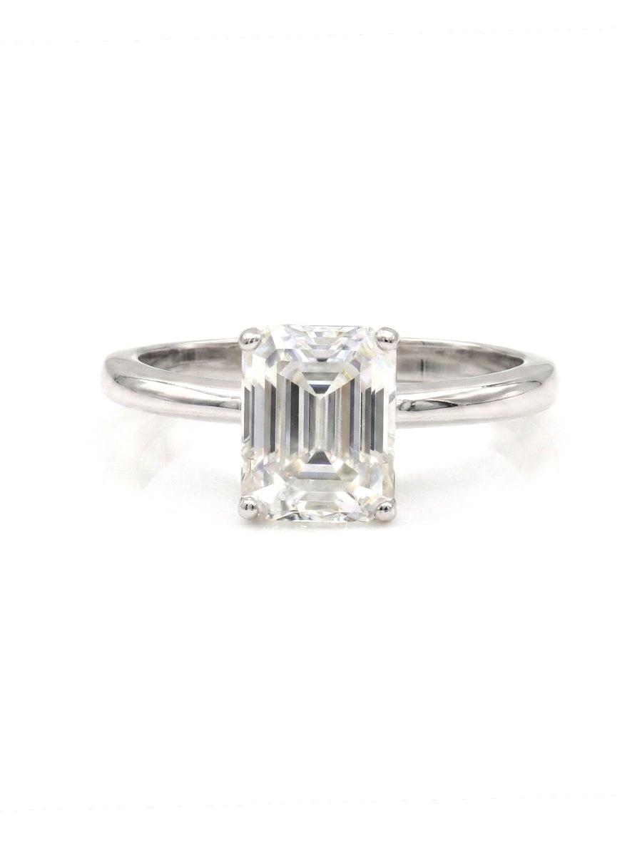 925 Silver 3.0Ctw. Emerald Cut Moissanite Ring