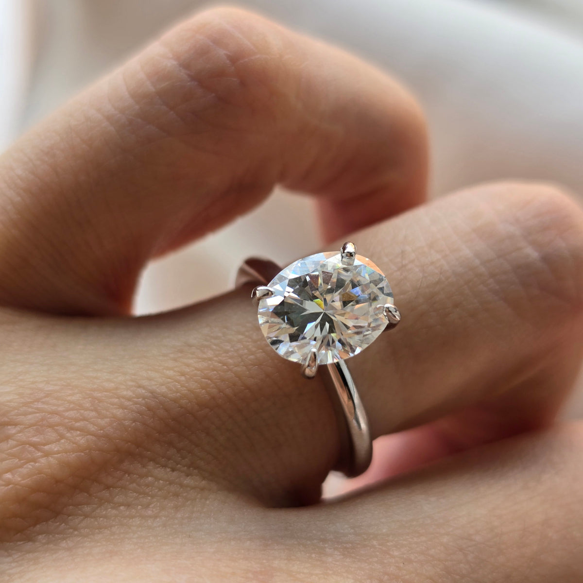 925 Silver 4.0Ctw. Oval Cut Moissanite Ring
