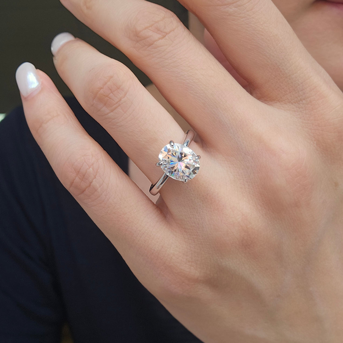 925 Silver 4.0Ctw. Oval Cut Moissanite Ring