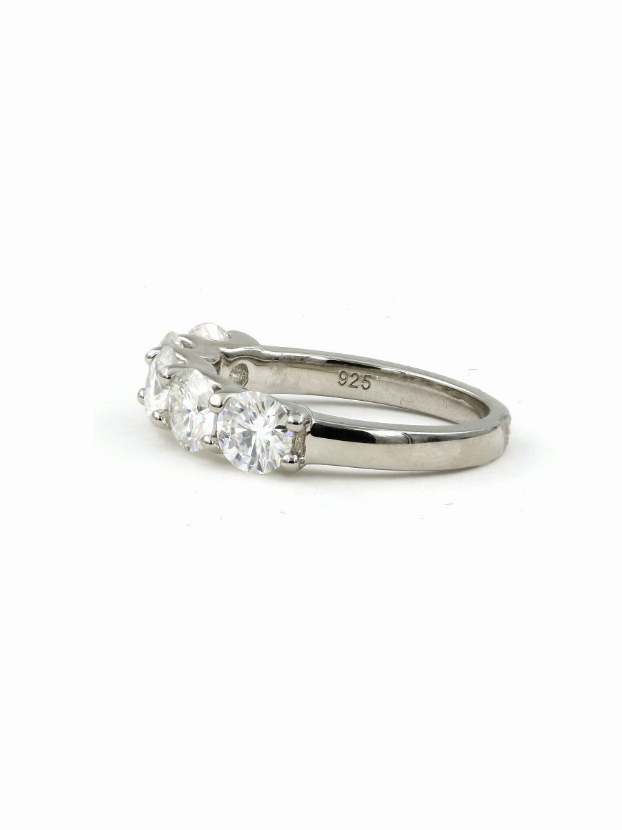 925 Silver Five Stone Moissanite Wedding Band Ring