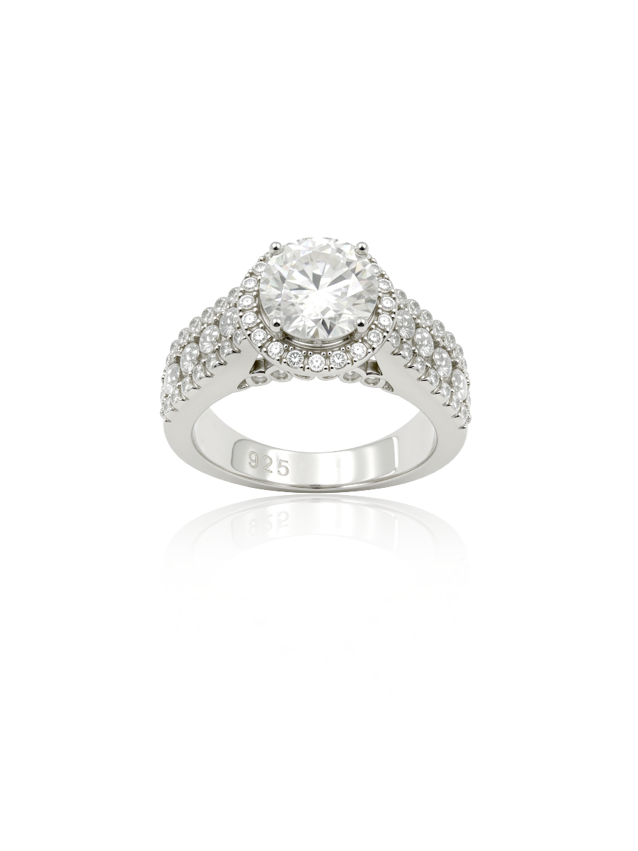 925 Silver 2.65Ctw. Moissanite Halo Setting Ring
