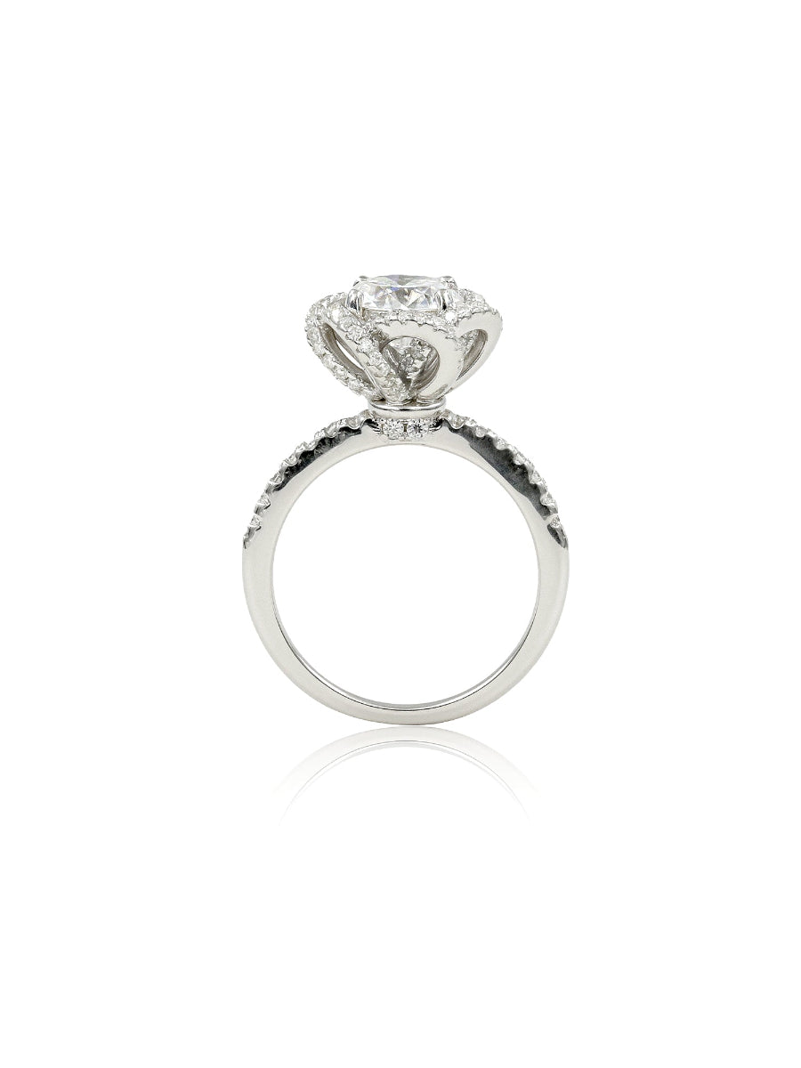925 Silver Flower Shape Moissanite Ring