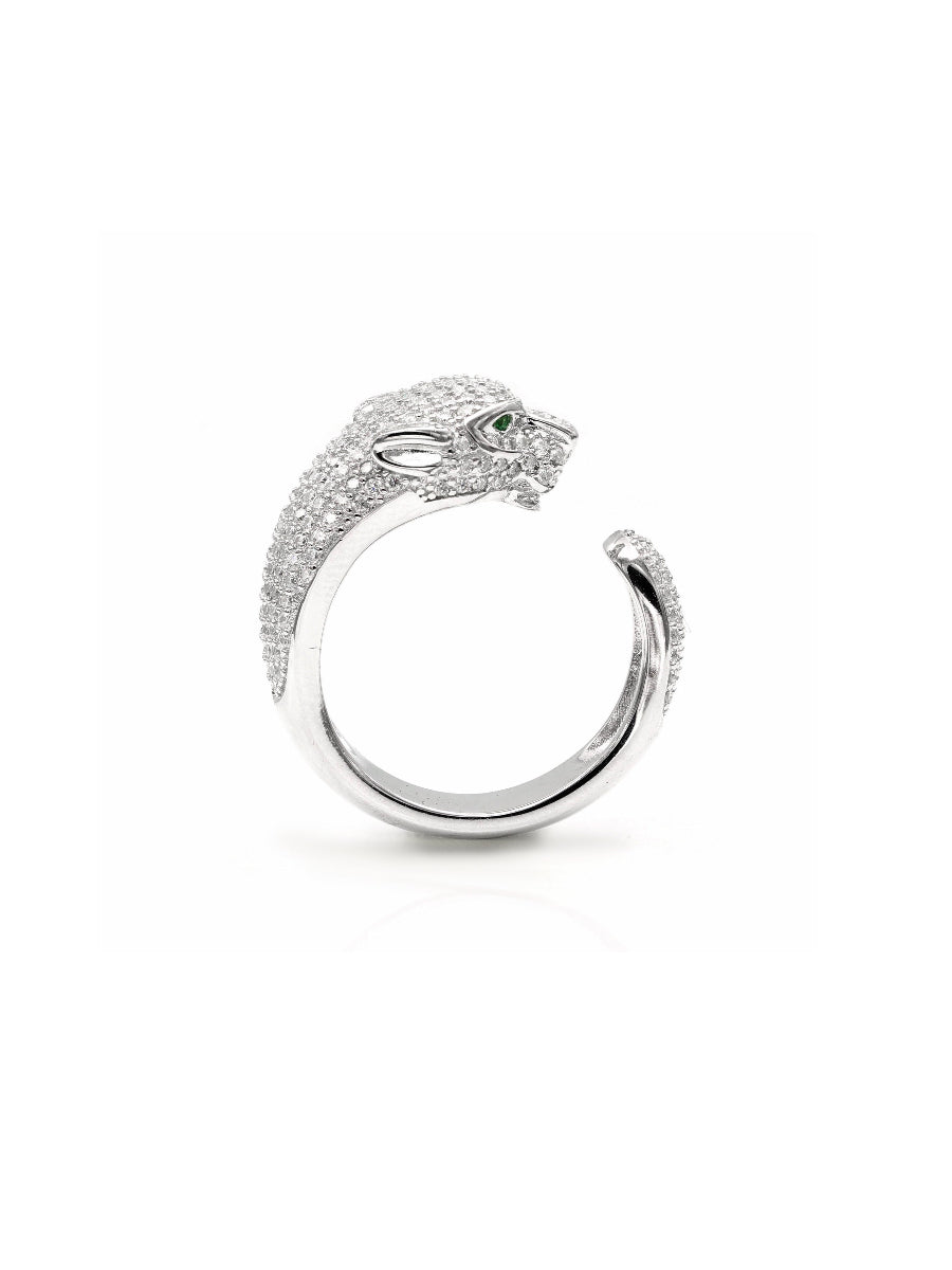 925 Silver Pave Leopard Brilliance Moissanite Ring