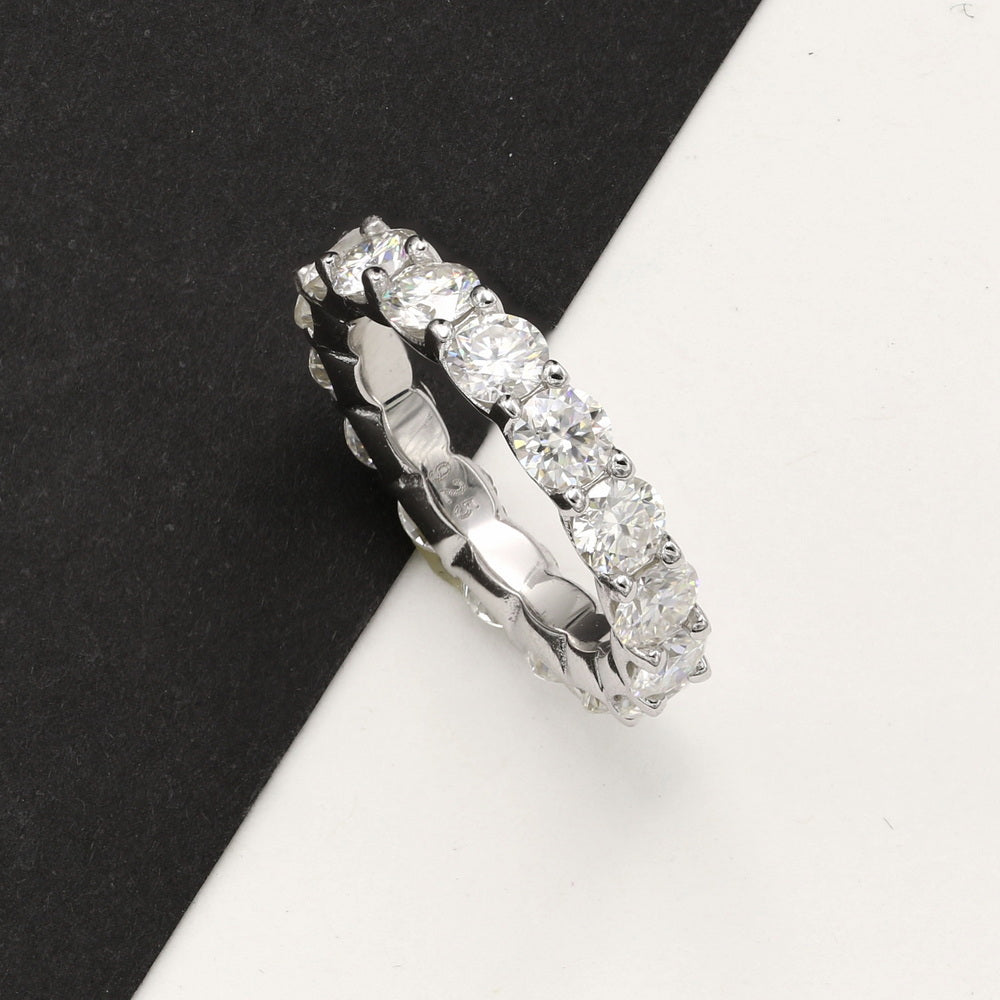 925 Silver 5.0Ctw. Round Cut Moissanite Eternity Band