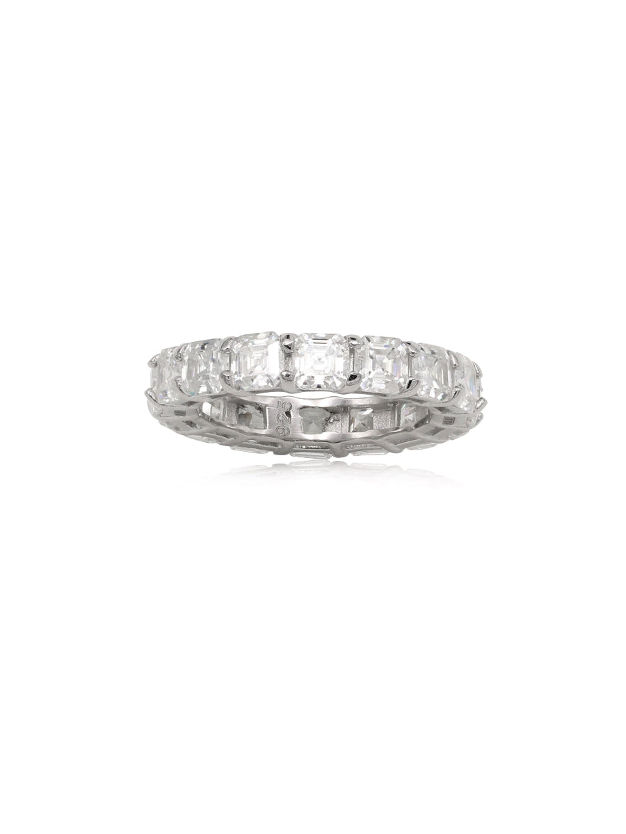925 Silver 6.8Ctw. Asscher Cut Eternity Band