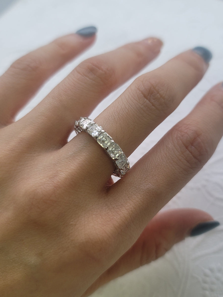 925 Silver 6.8Ctw. Asscher Cut Eternity Band