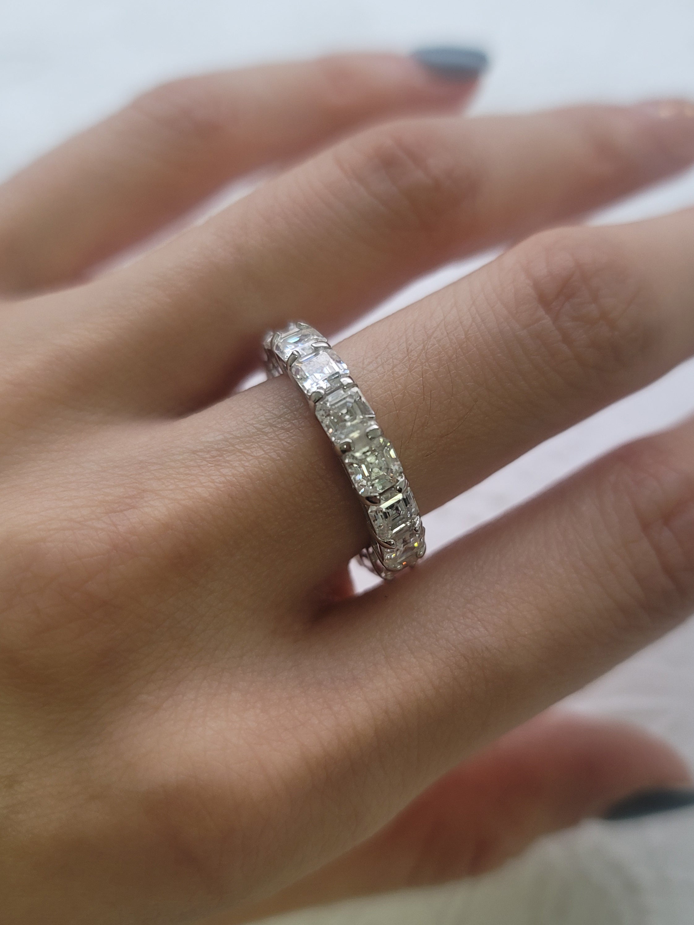 925 Silver 6.8Ctw. Asscher Cut Eternity Band