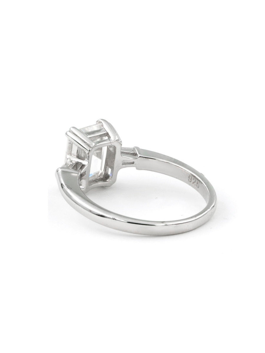 925 Silver 5.0Ctw. Moissanite Three-Stone Ring