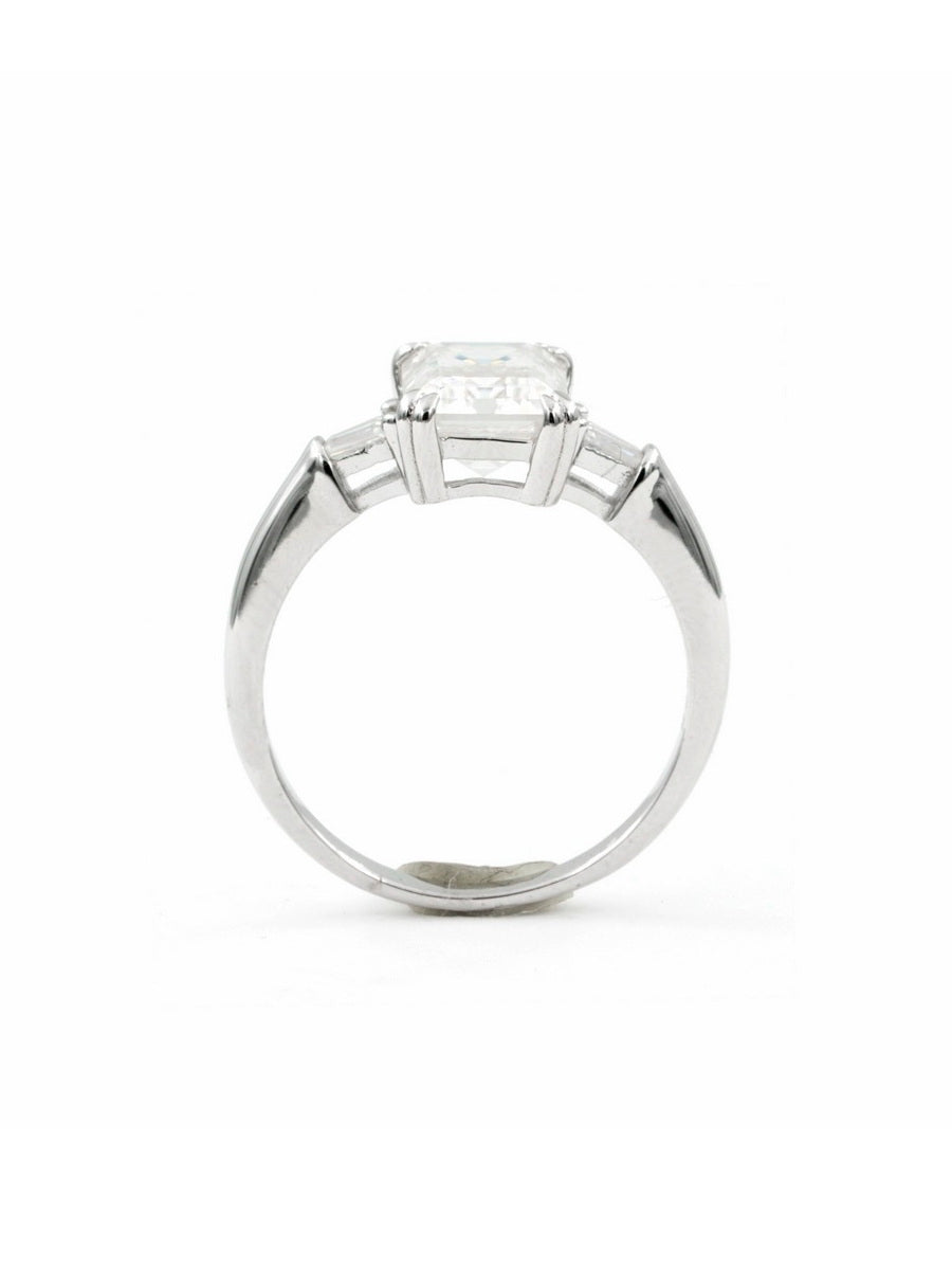 925 Silver 5.0Ctw. Moissanite Three-Stone Ring