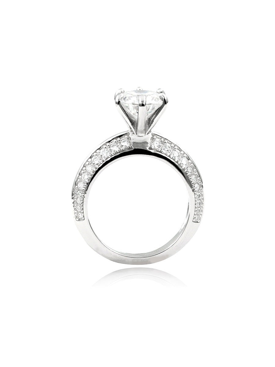 925 Sterling Silver 3.7Ctw. Moissanite Engagement Ring