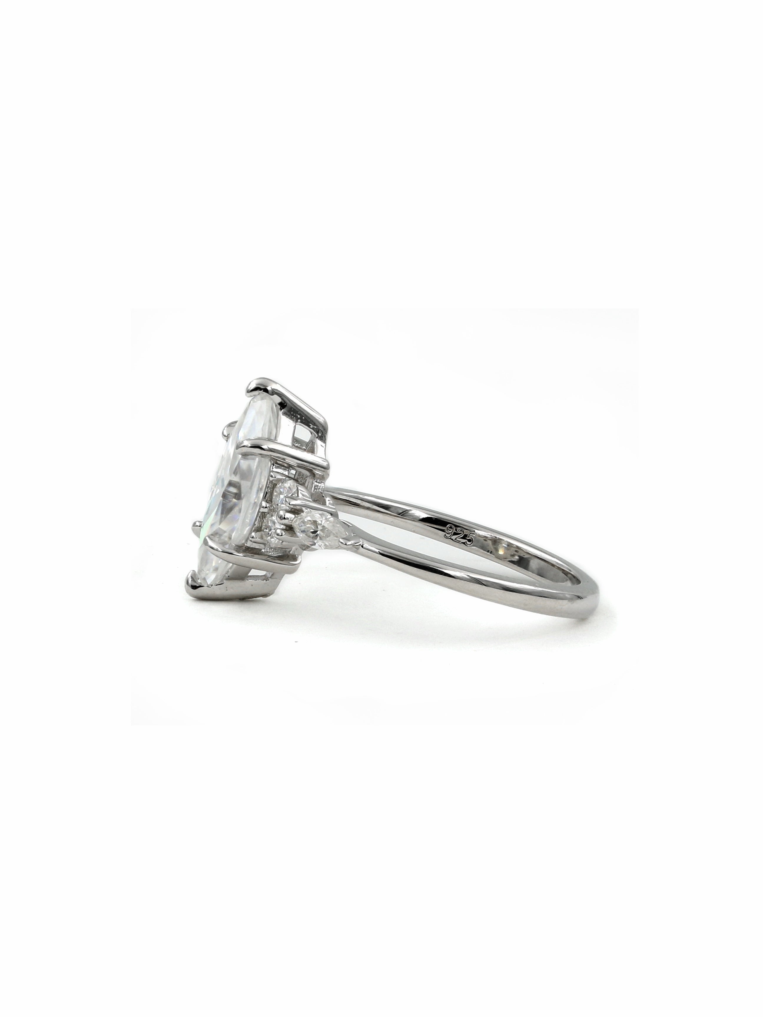 925 Silver Marquise Center Moissanite Engagement Ring