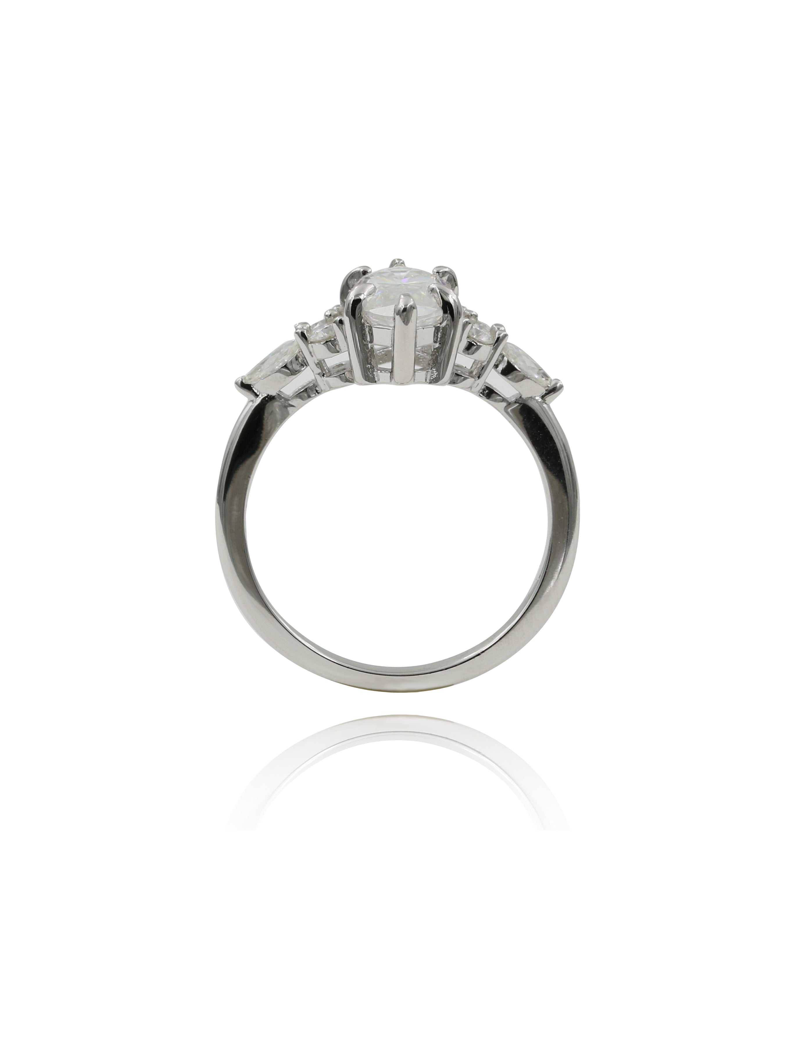 925 Silver Marquise Center Moissanite Engagement Ring