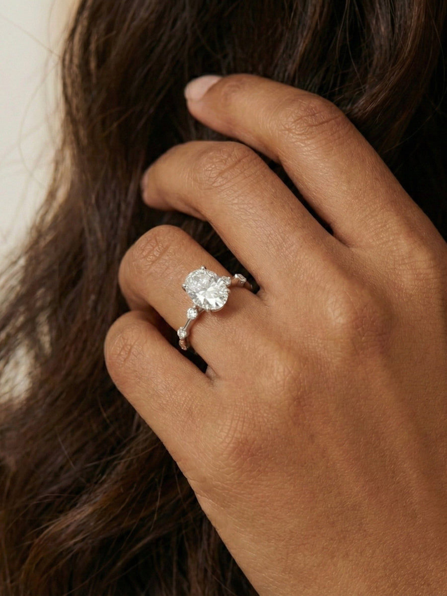 925 Silver 4.2Ctw. Moissanite Oval Cut Engagement Ring