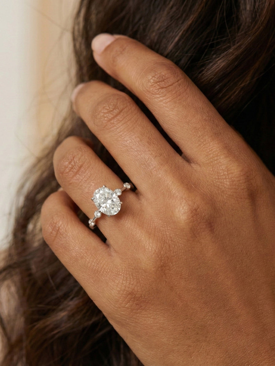 925 Silver 4.2Ctw. Moissanite Oval Cut Engagement Ring