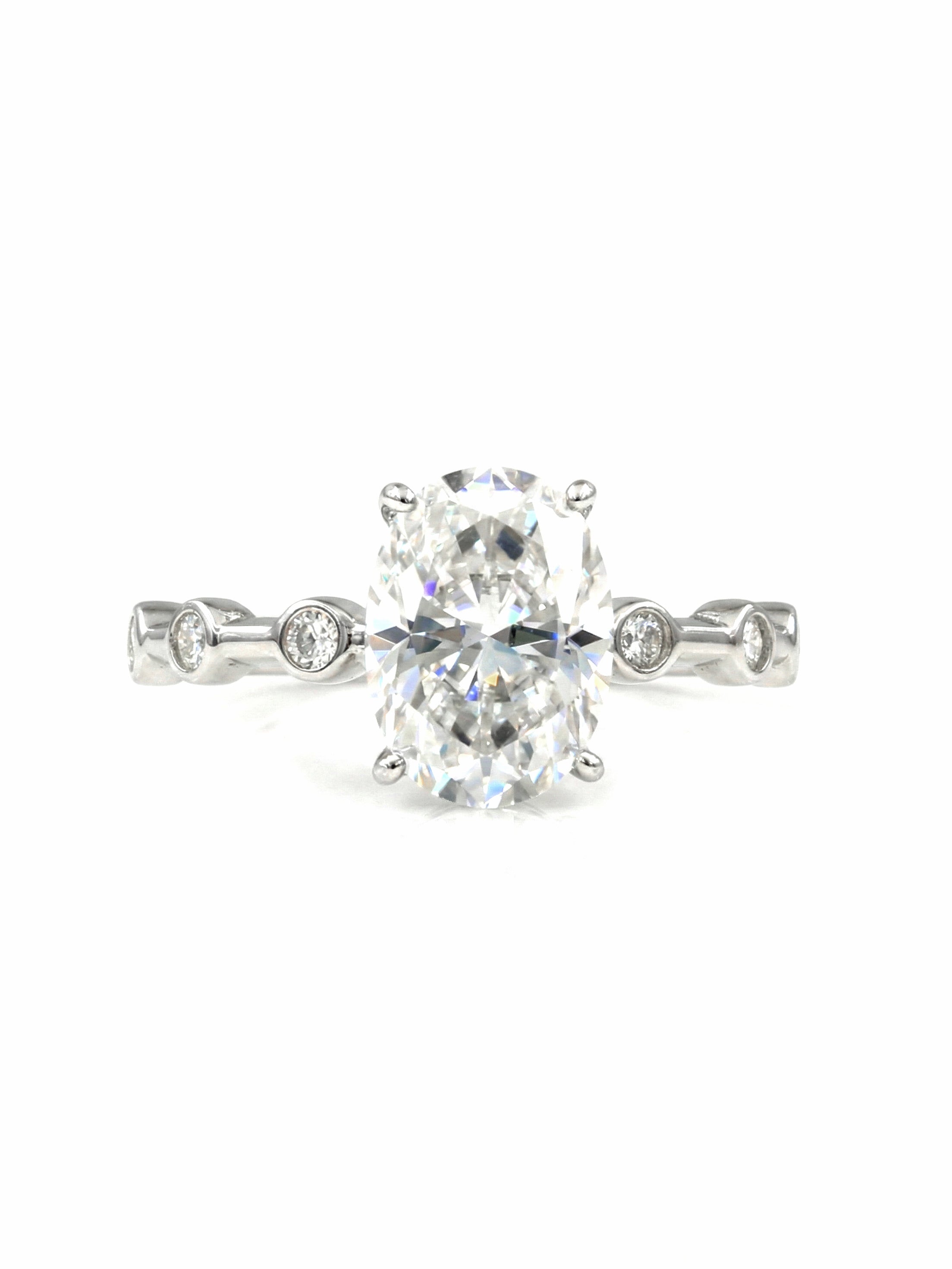 925 Silver 4.2Ctw. Moissanite Oval Cut Engagement Ring
