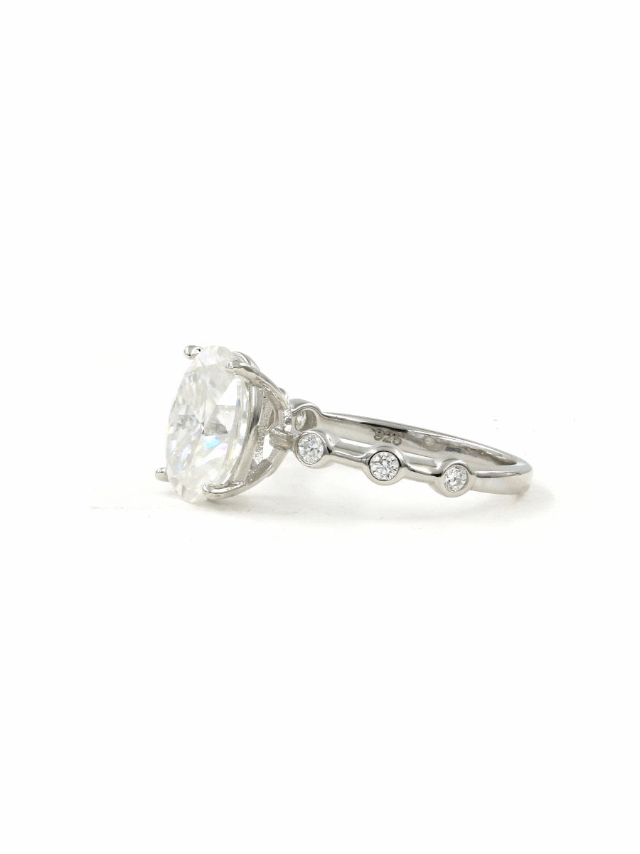 925 Silver 4.2Ctw. Moissanite Oval Cut Engagement Ring