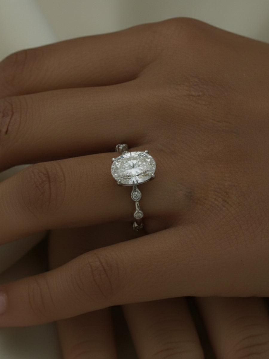 925 Silver 4.2Ctw. Moissanite Oval Cut Engagement Ring