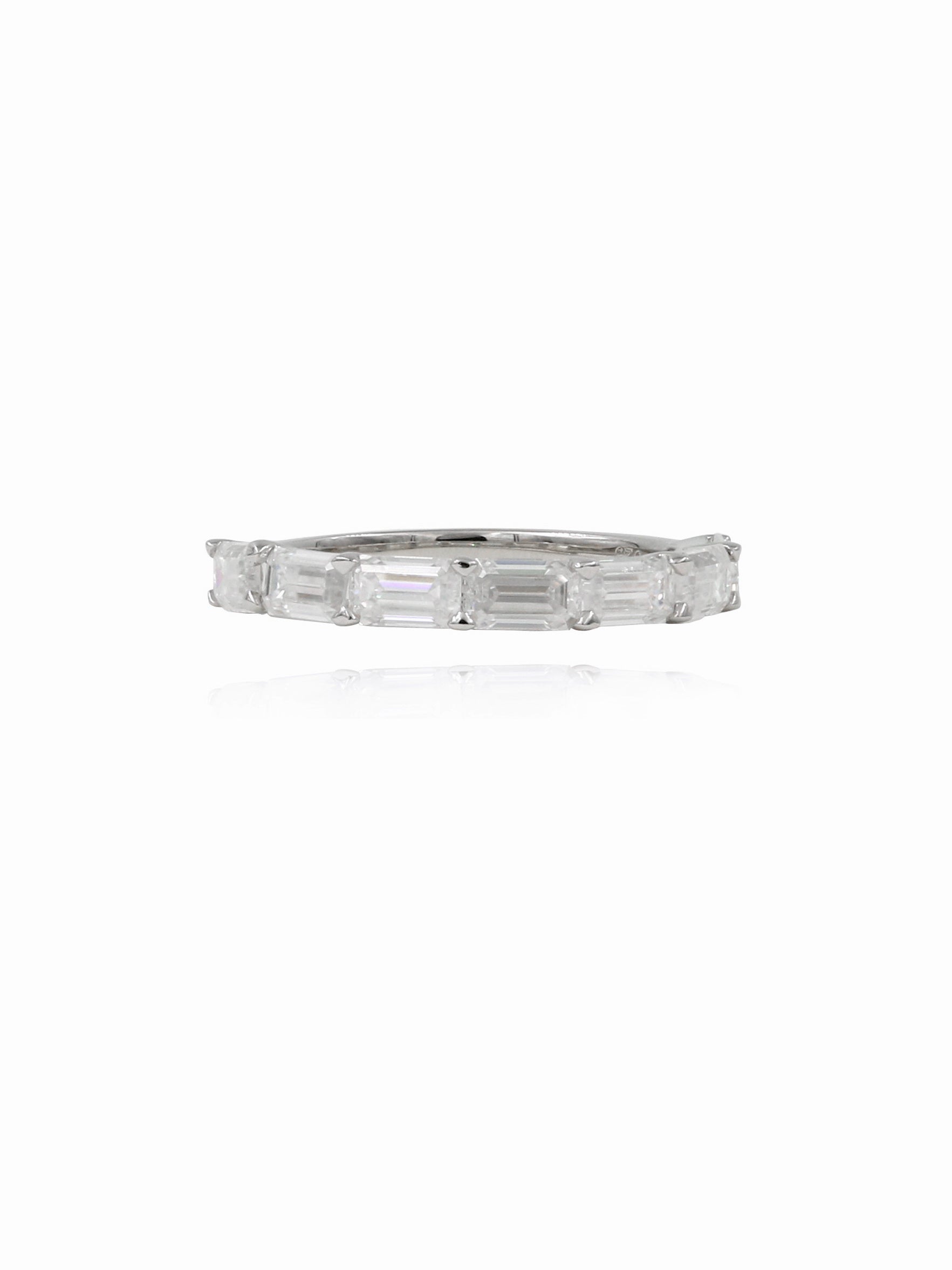 925 Silver 3Ctw. 7 Stones Moissanite Half Band Ring