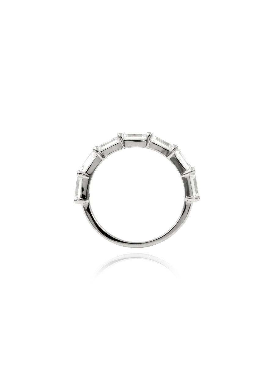 925 Silver 3Ctw. 7 Stones Moissanite Half Band Ring