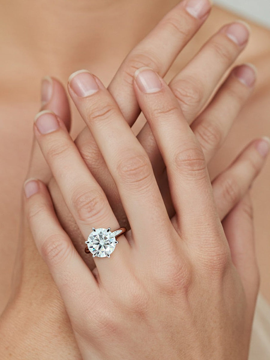14K Gold Round Cut 3.0Ct Moissanite Solitaire Ring