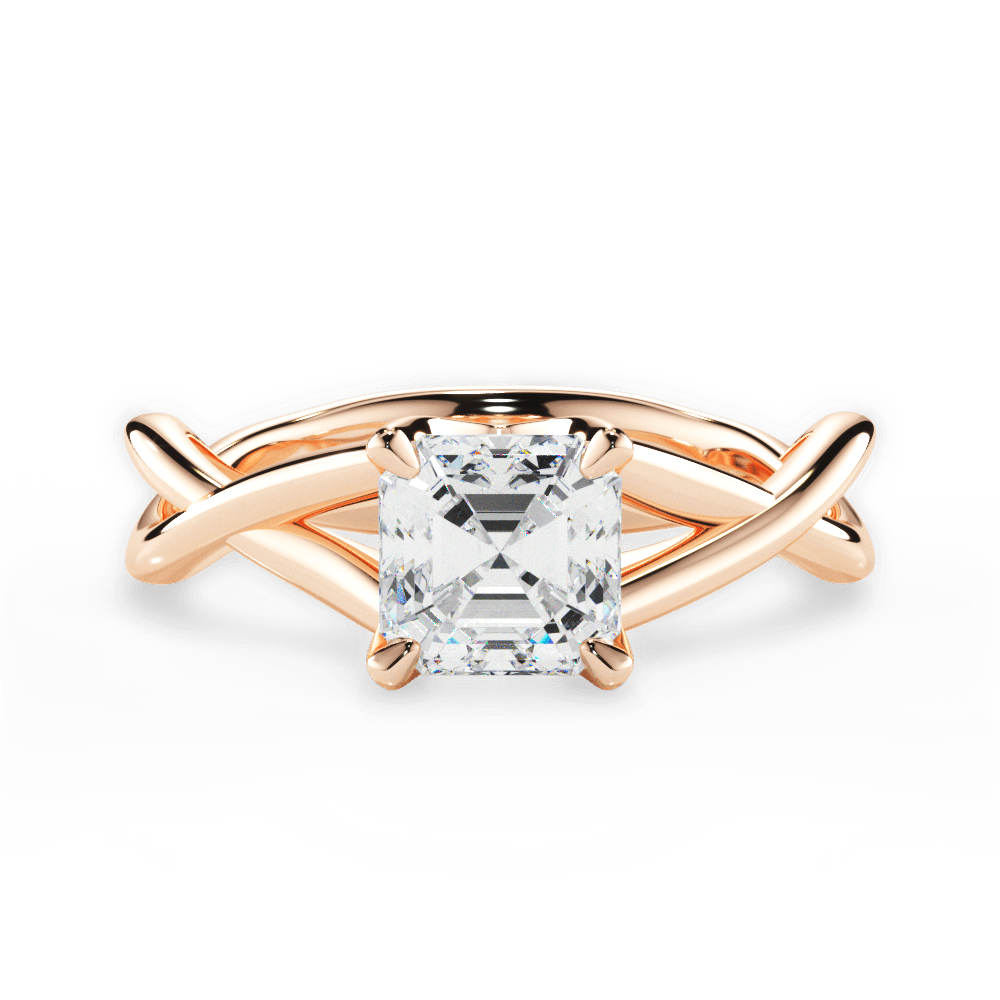 Asscher Cut Open-Twist Solitaire Engagement Ring