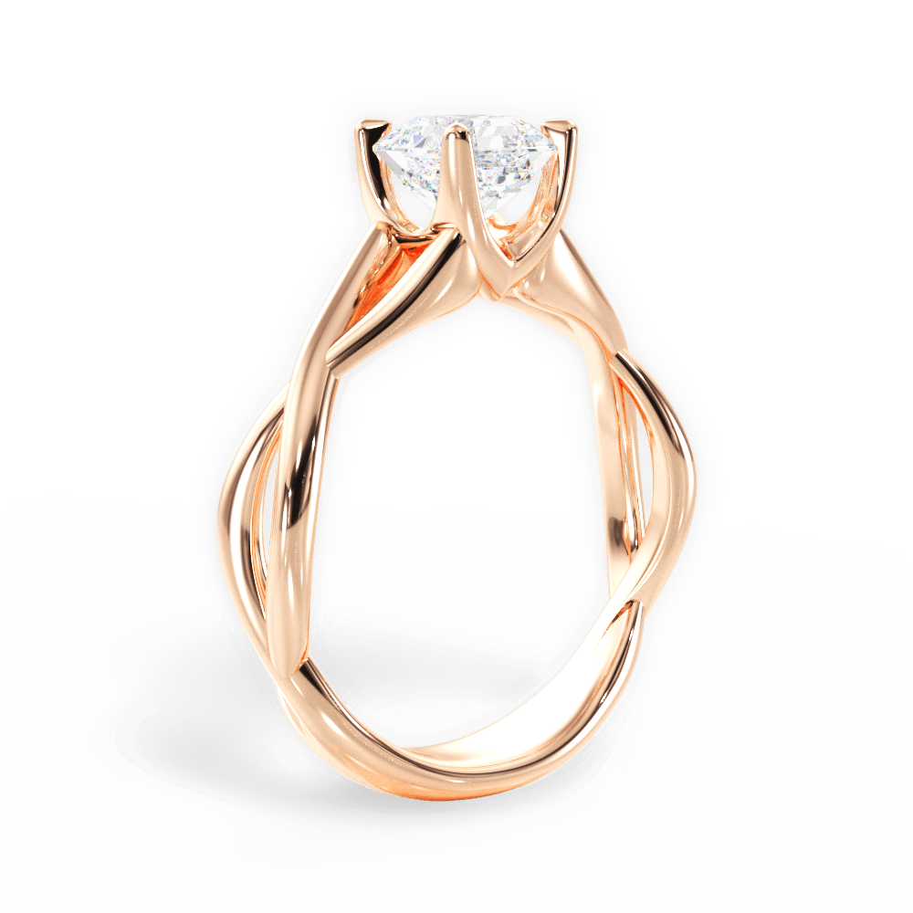 Asscher Cut Open-Twist Solitaire Engagement Ring