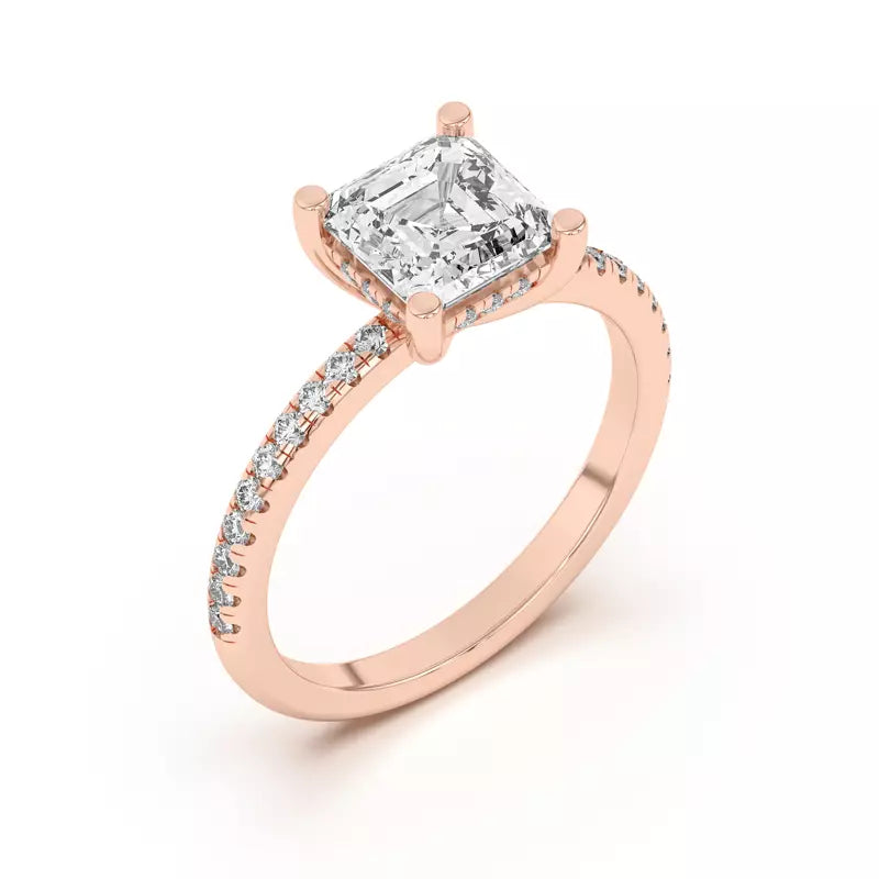 Classic Hidden Halo Pavé Asscher Engagement Ring