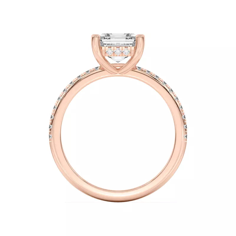 Classic Hidden Halo Pavé Asscher Engagement Ring
