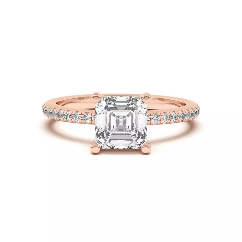 Classic Hidden Halo Pavé Asscher Engagement Ring