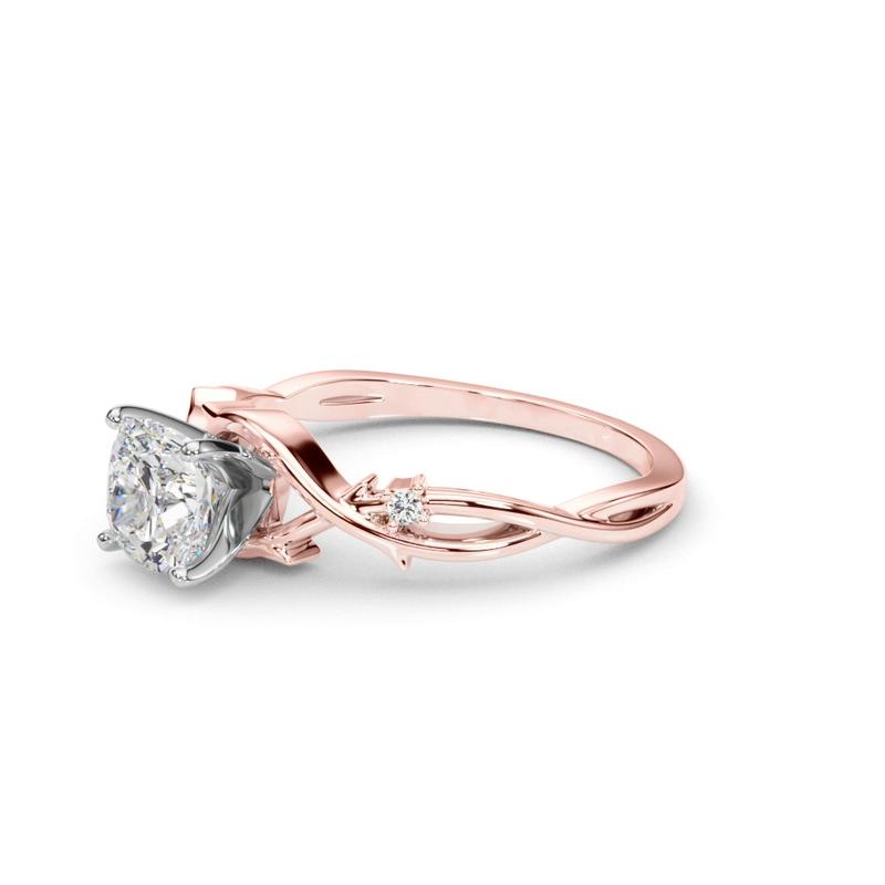 Nature Inspired Cushion Engagement Ring