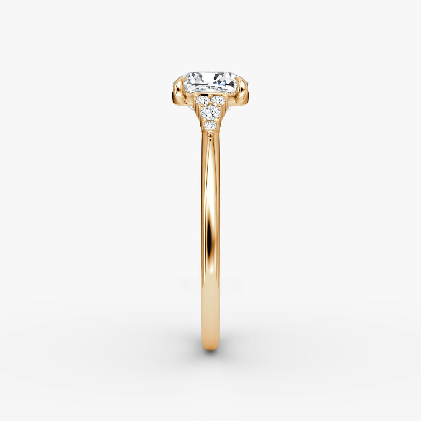 The Side Cluster Cathedral Cushion Engagement Ring