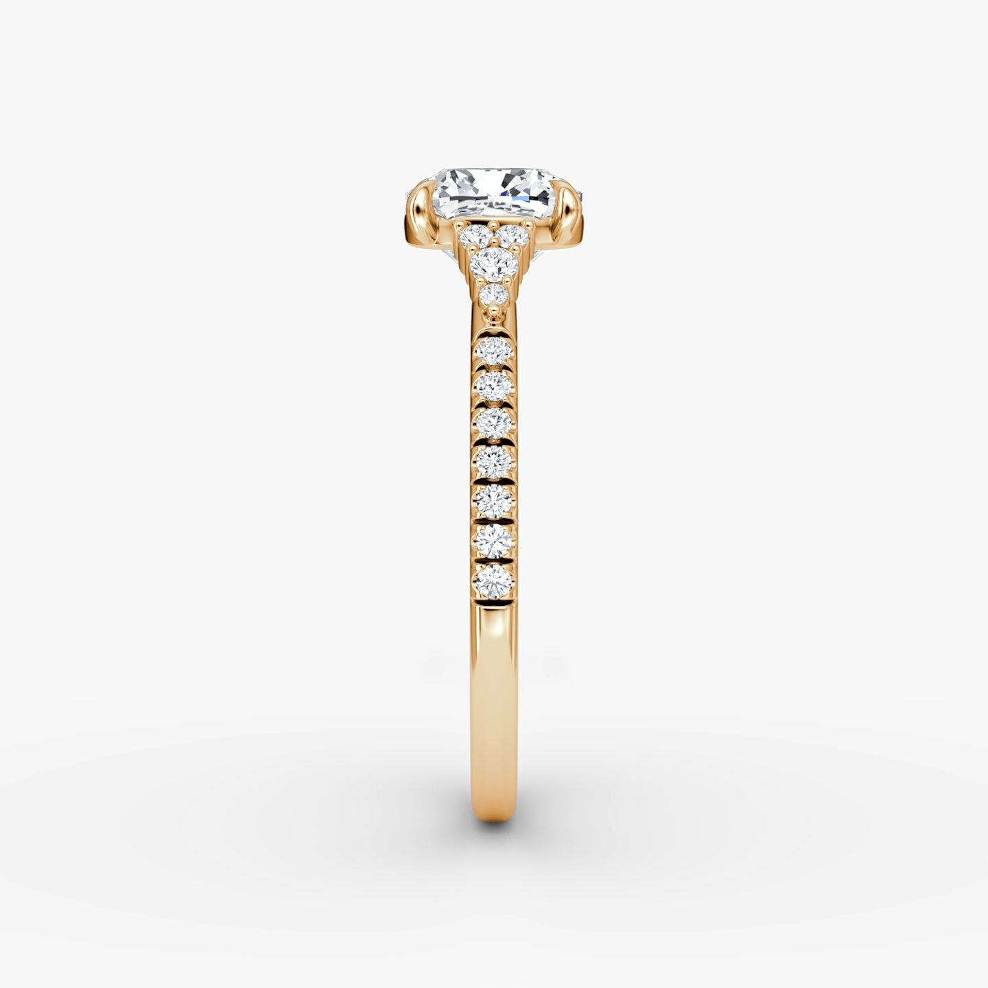 The Side Cluster Cathedral Cushion Engagement Ring