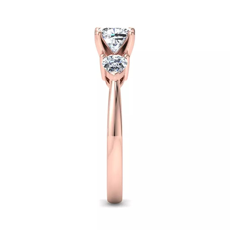 Three-Stone Lab Cushion Engagement Ring