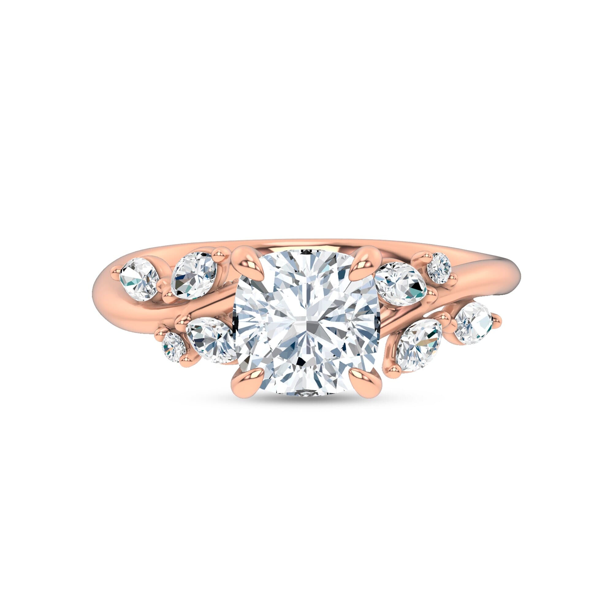 Nature-Inspired Engagement Cushion Ring