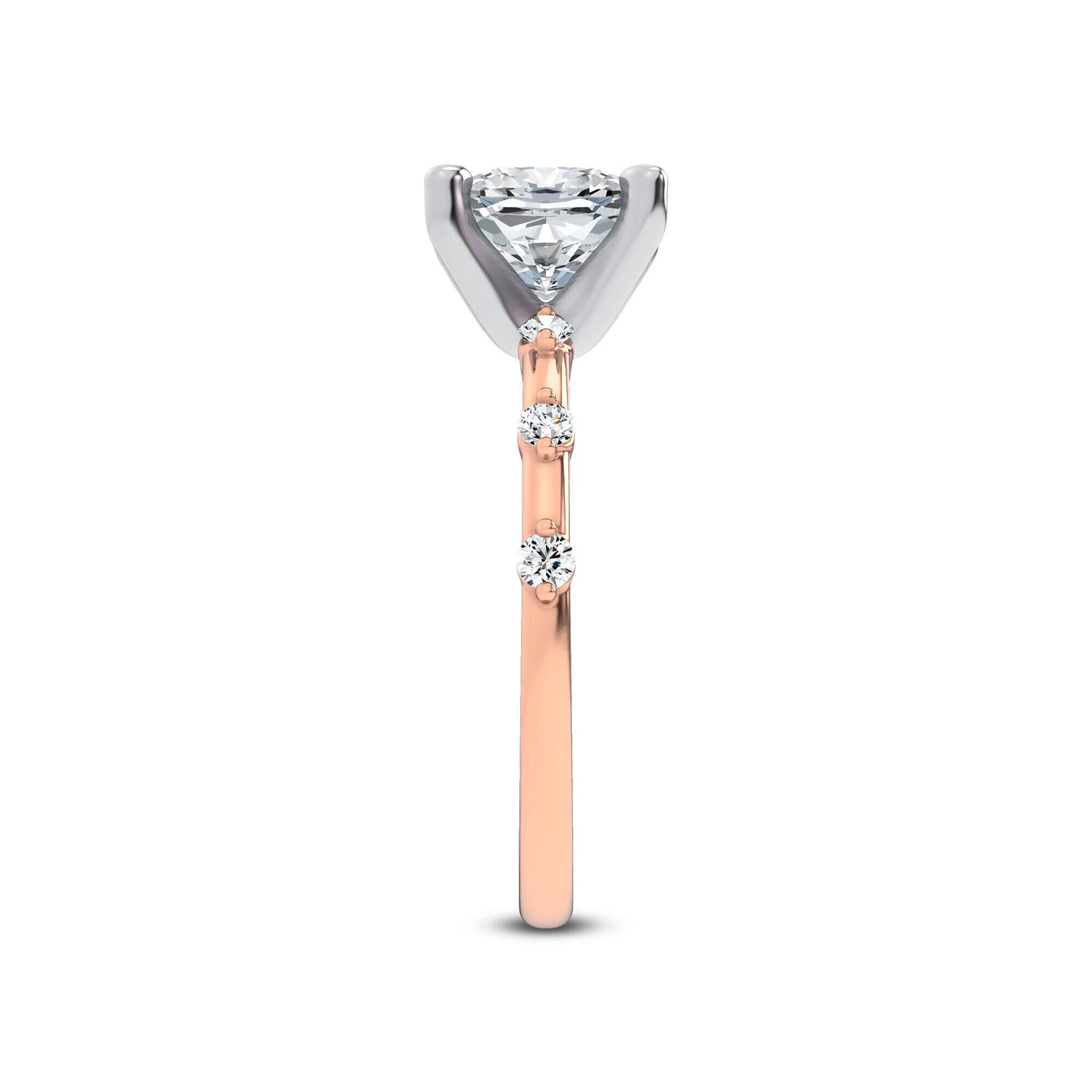 Starlight Spaced Diamond Engagement Cushion Ring