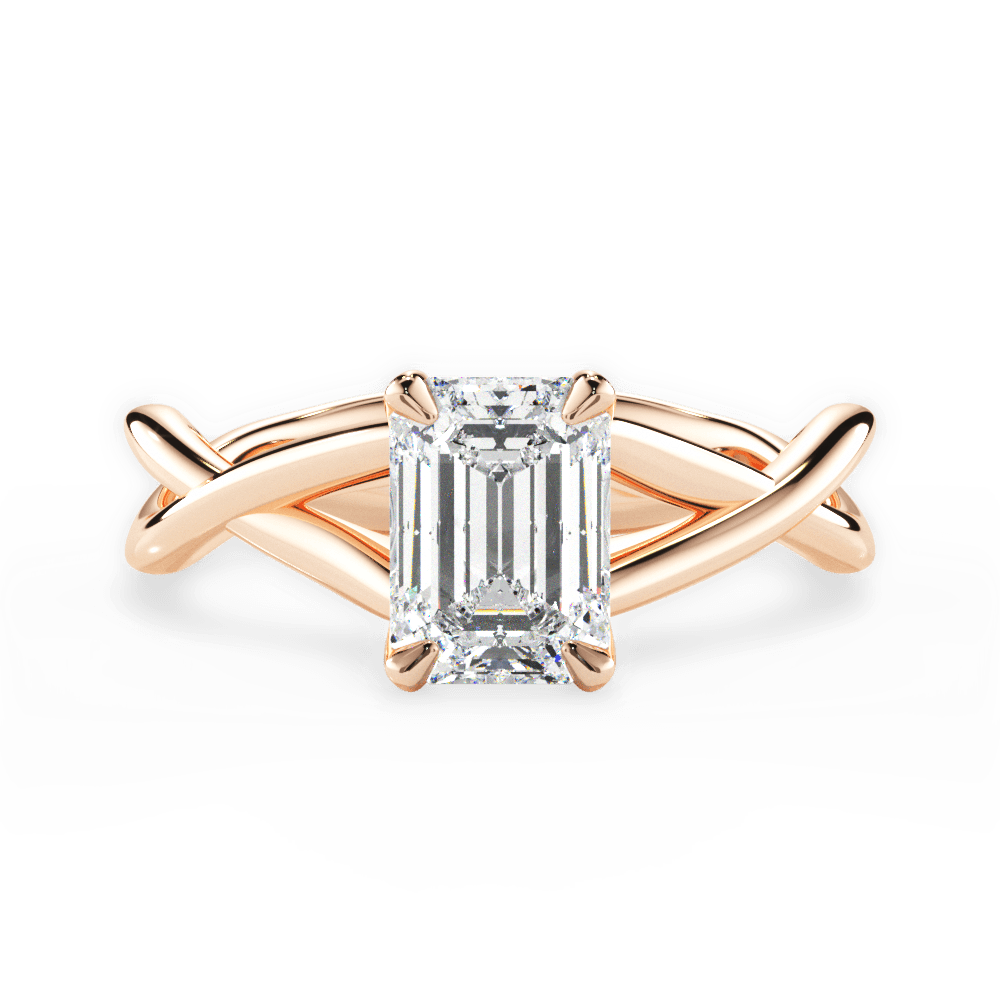 Emerald Cut Open-Twist Solitaire Engagement Ring