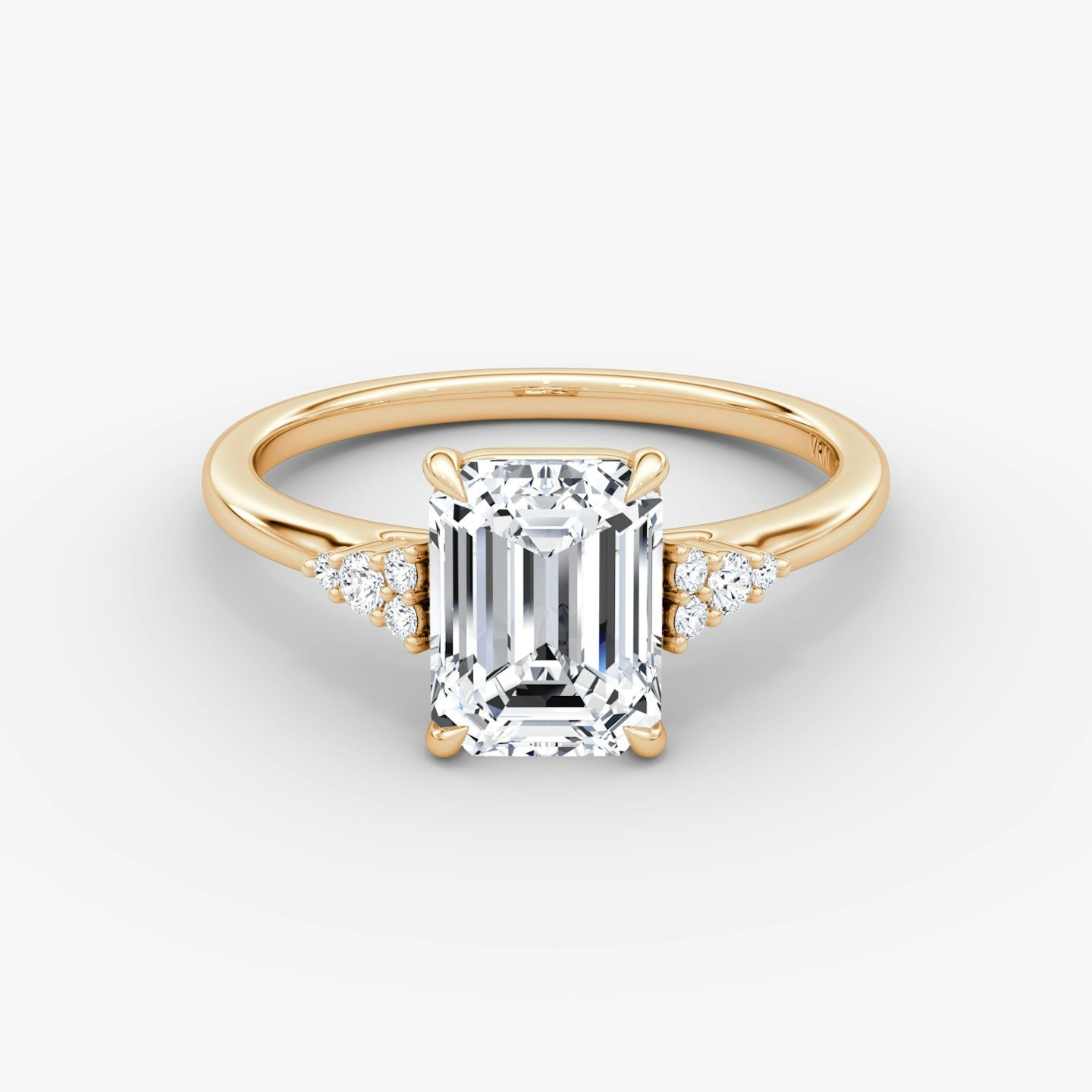 The Side Cluster Cathedral Emerald Engagement Ring