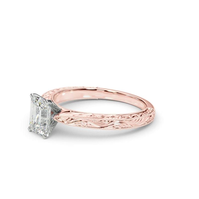 Vintage-Inspired Solitaire Engagement Emerald Ring