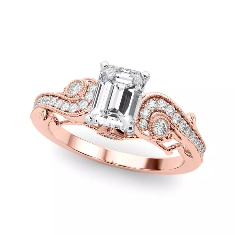 Vintage Inspired Emerald Engagement Ring