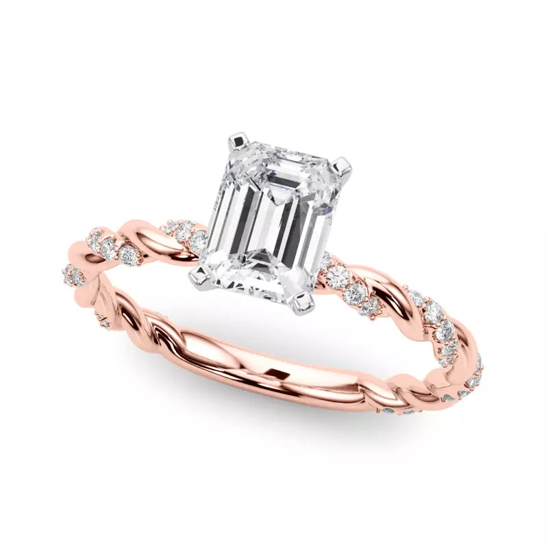 lab Diamond Emerald Twist Engagement Ring