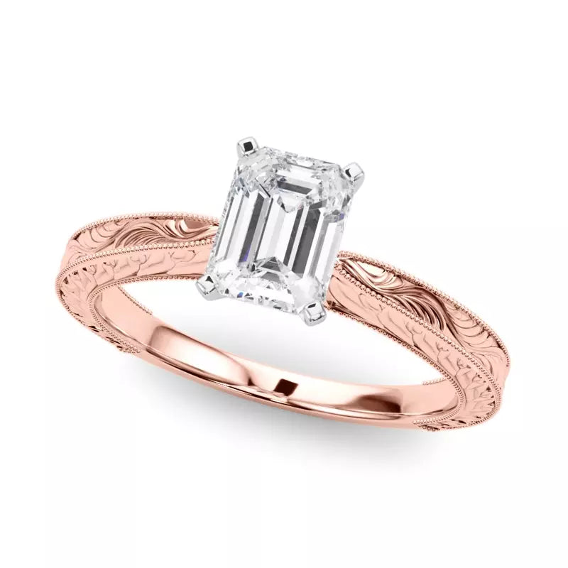 Vintage-Inspired Solitaire Engagement Emerald Ring
