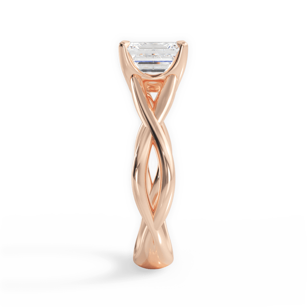 Emerald Cut Open-Twist Solitaire Engagement Ring