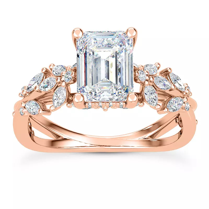 Butterfly And Bee Vine Twist Emerald Engagement Ring