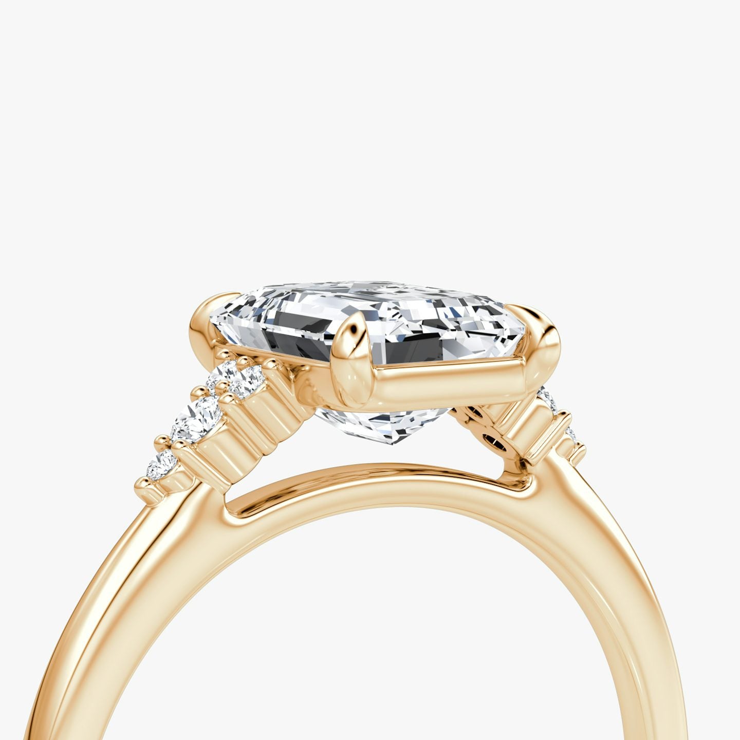 The Side Cluster Cathedral Emerald Engagement Ring