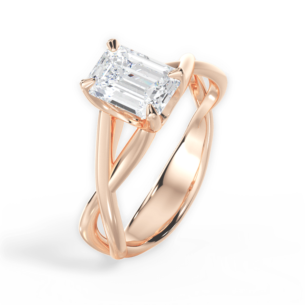 Emerald Cut Open-Twist Solitaire Engagement Ring
