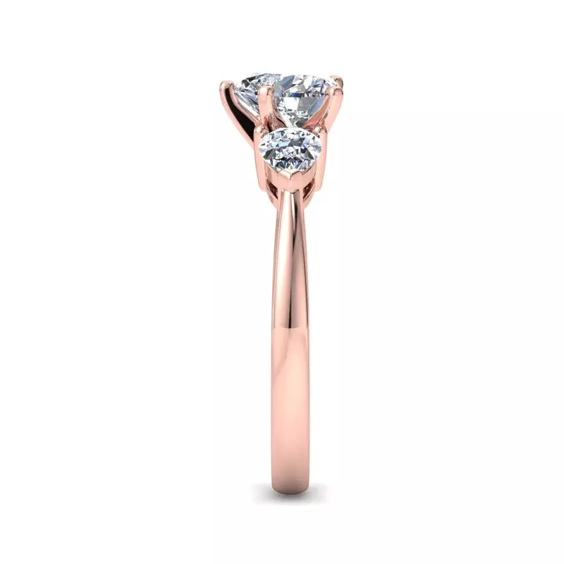 Three-Stone Lab Heart Engagement Ring